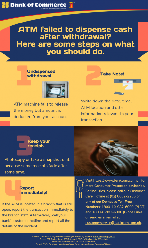 Consumer Protection Bulletin 2021-18: Did your ATM fail to dispense cash? Here's what you should do.