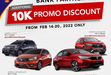 Get an additional PhP10K discount on your next Honda car with BankCom Auto Loan!