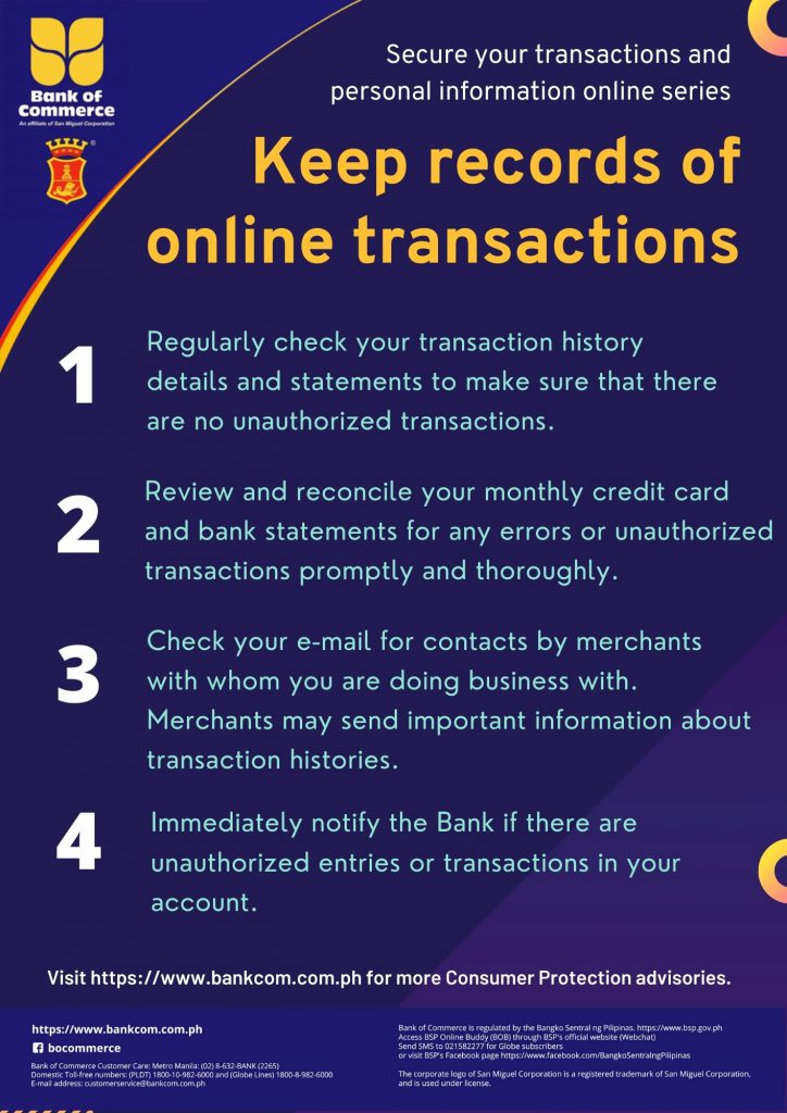 Keep records of online transactions