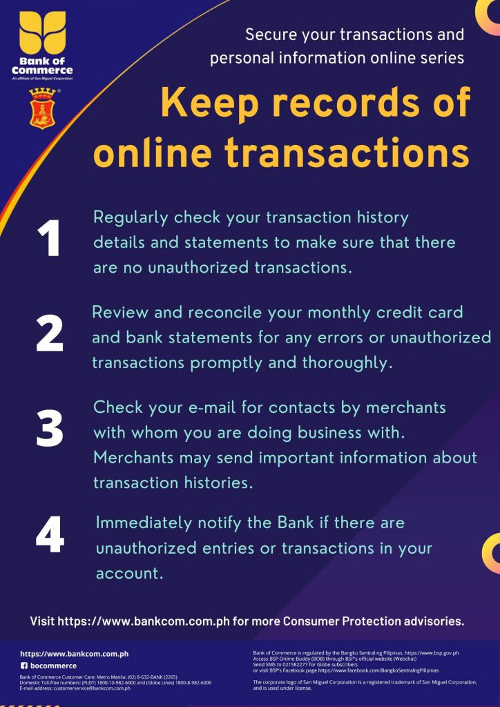Keep records of online transactions