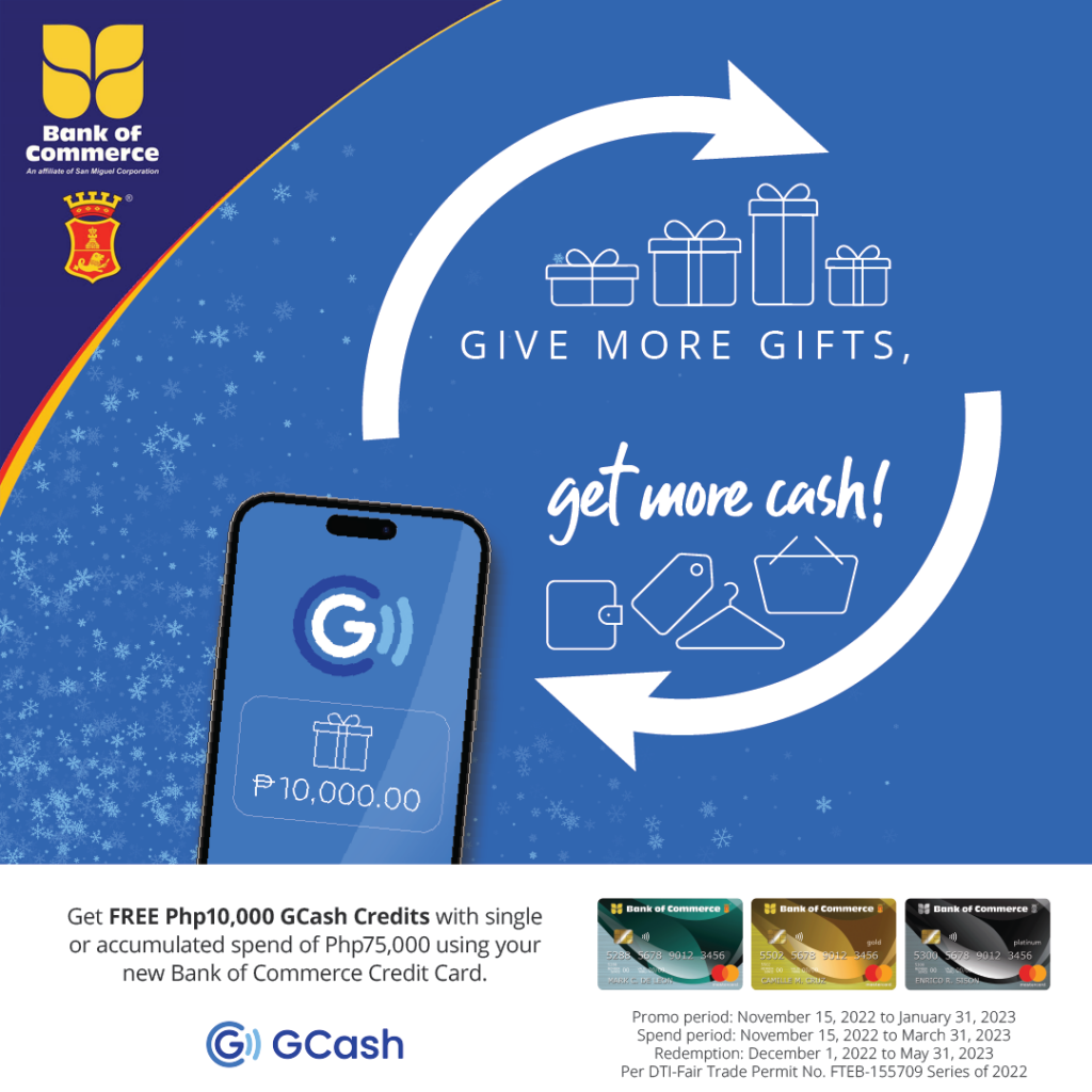 Get Php10,000 worth of GCash Credits when you apply for a BankCom Credit Card!