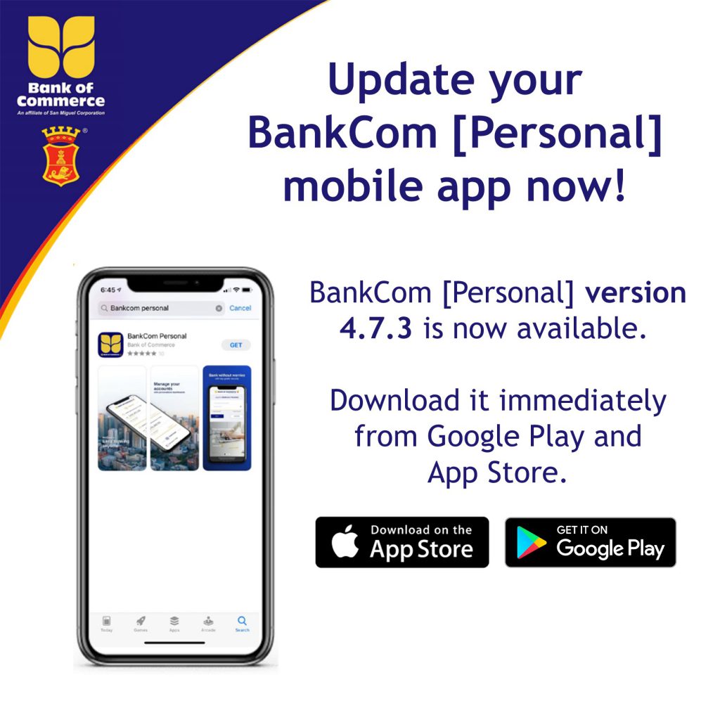 Update your BankCom [Personal] mobile app NOW! 2