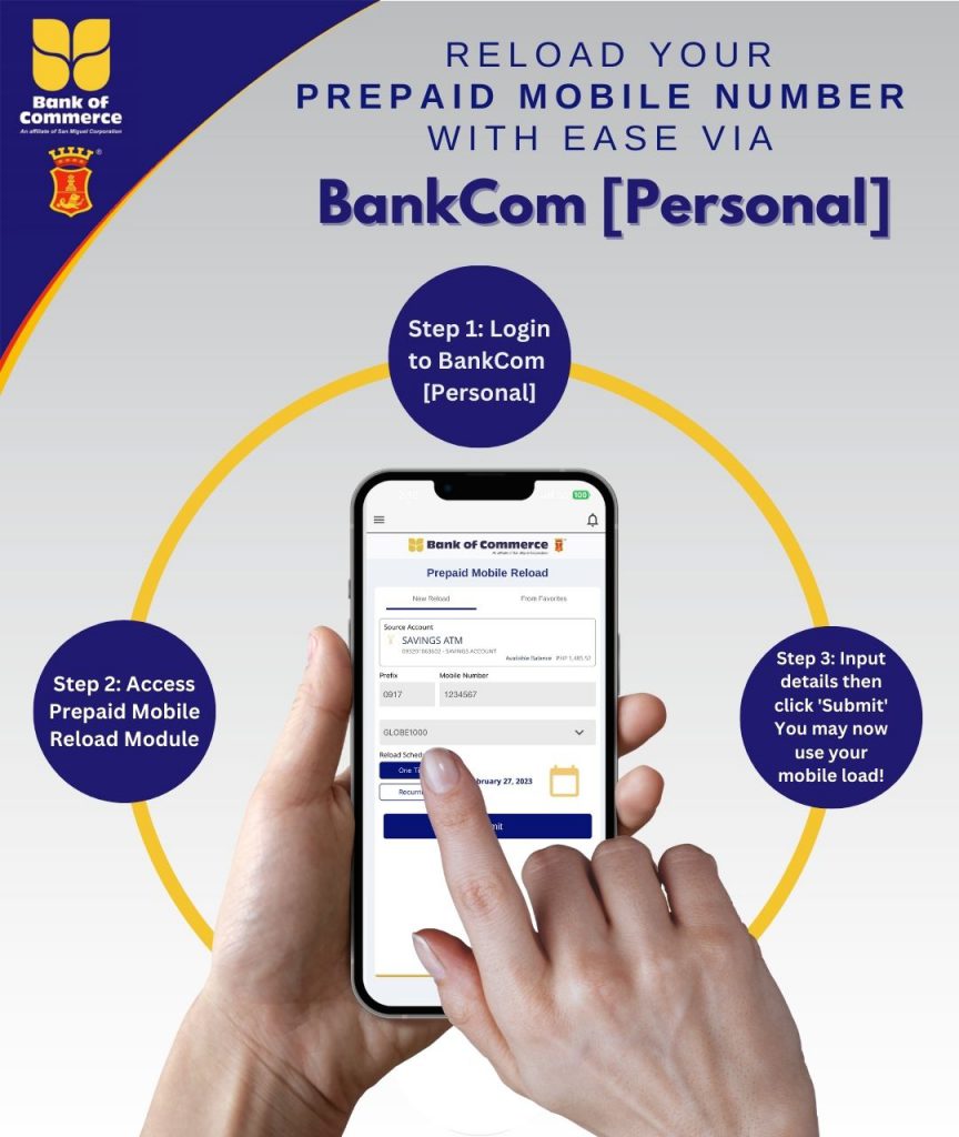 Top up your prepaid mobile numbers in just 3 easy steps with BankCom [Personal]