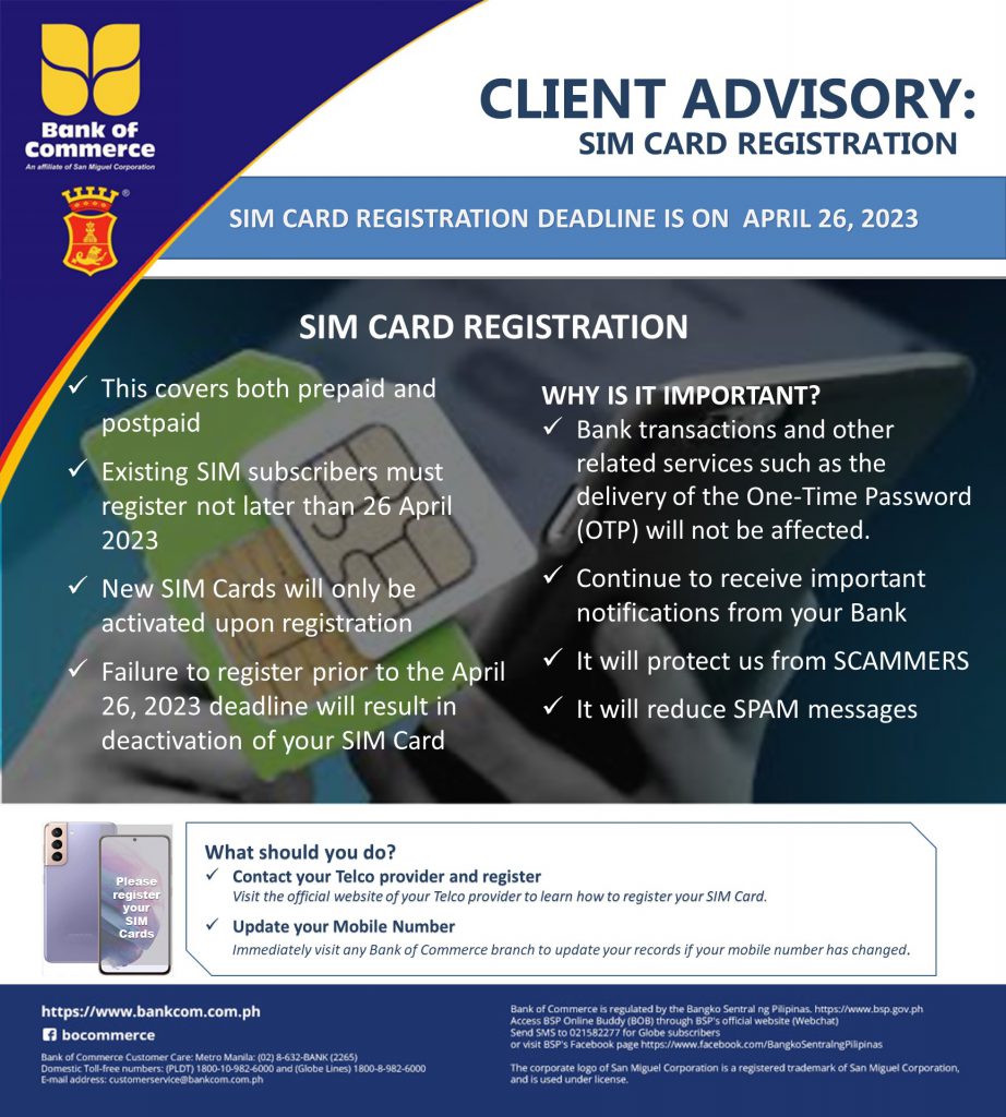 CLIENT ADVISORY: SIM Card Registration