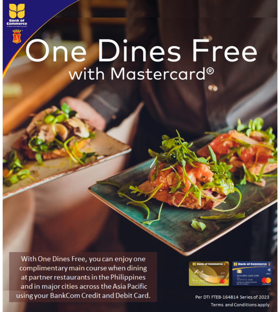 Enjoy a Complimentary Main Course at Partner Restaurants using your BankCom Mastercard Credit and Debit Card