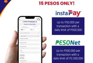 Pay less for convenience! Send money to another bank or e-wallets via BankCom [Personal] for as low as 15 pesos only!