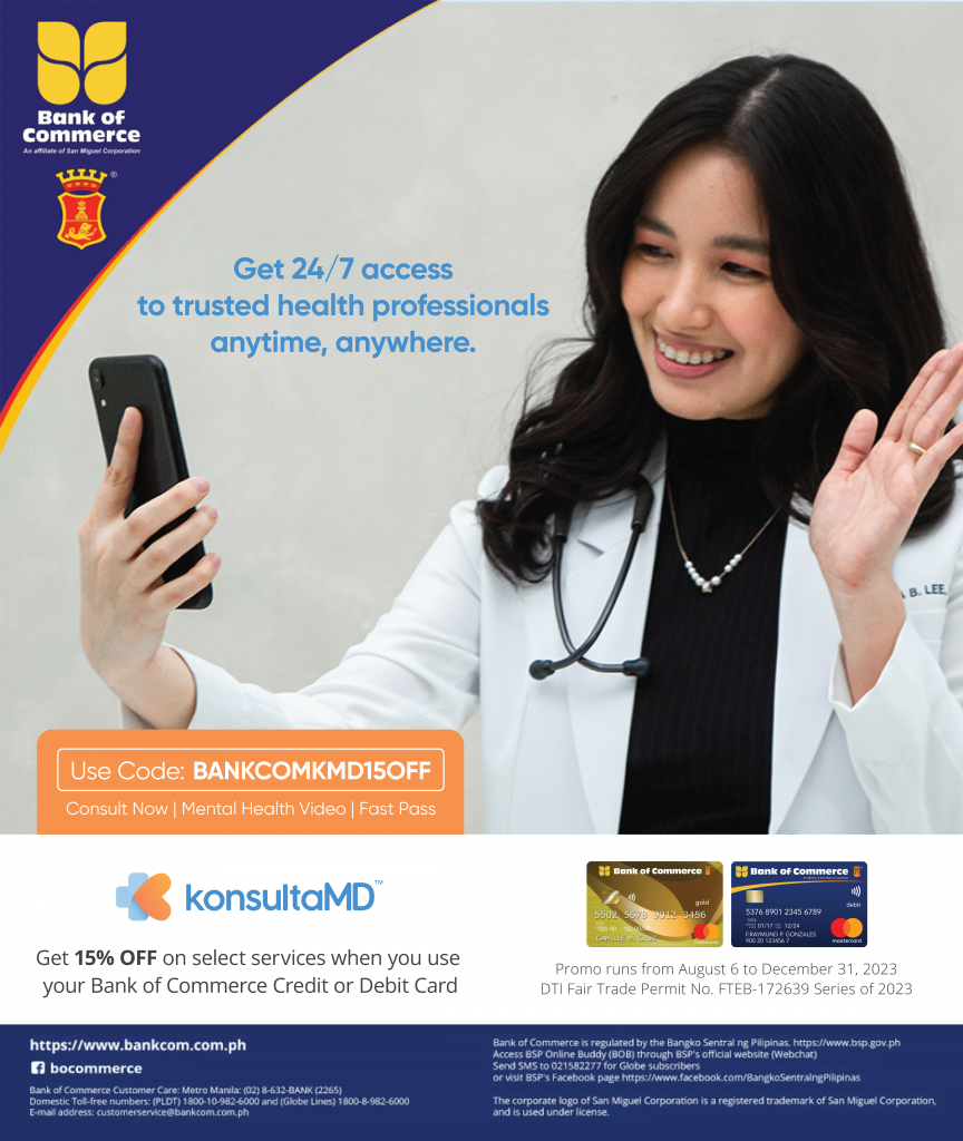 Your lifeline to health. Get 15% OFF on select services at KonsultaMD using your BankCom Credit and Debit Card