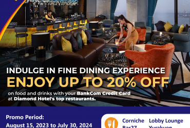 Indulge and Save! Enjoy 20% OFF at Diamond Hotel Manila’s top restaurants with your BankCom Credit Card!