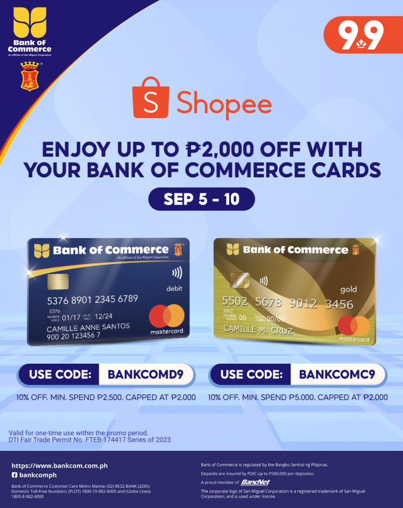 Your cart awaits! Enjoy up to P2,000 OFF on Shopee’s 9.9 Sale with your BankCom Credit and Debit Card