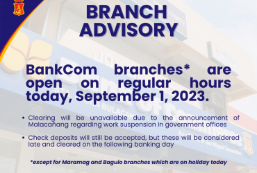 BRANCH ADVISORY as of September 1, 2023