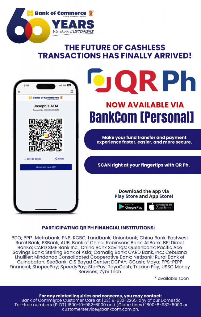 SCAN right at your fingertips with QR Ph via BankCom [Personal]