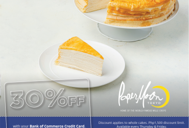 Layers of Delight, One Slice at a Time! Get 30% OFF on Crepe Cakes at PaperMoon Tokyo using your BankCom Credit Card
