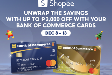 A merry cartful of Christmas savings! Enjoy up to P2,000 OFF on Shopee 12.12 with your BankCom Credit and Debit Card!