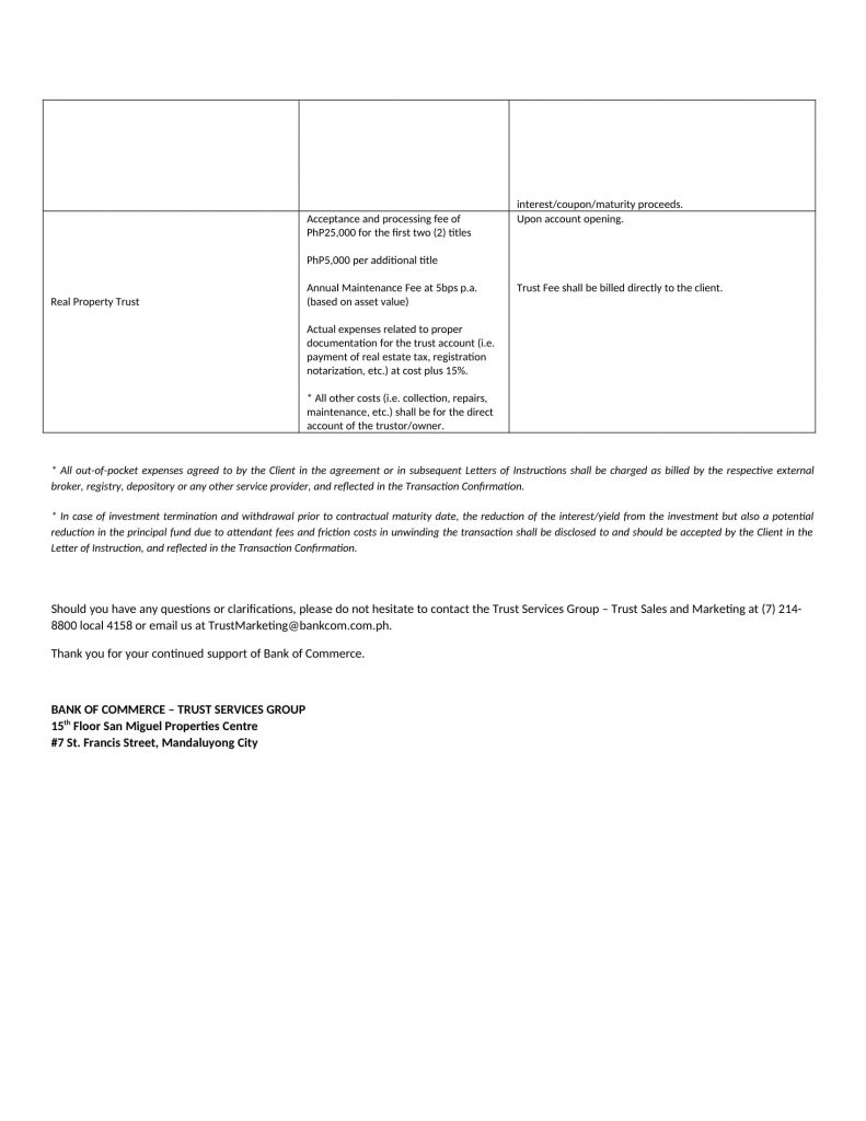 NOTICE TO CLIENTS ON NEW TRUST FEES 2