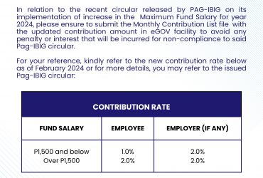 IMPORTANT ADVISORY: PAG-IBIG’S INCREASE OF THE MAXIMUM FUND SALARY (MFS)