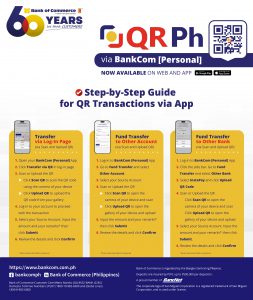 QR Ph via BankCom [Personal]: How to Navigate via App - Bank of Commerce