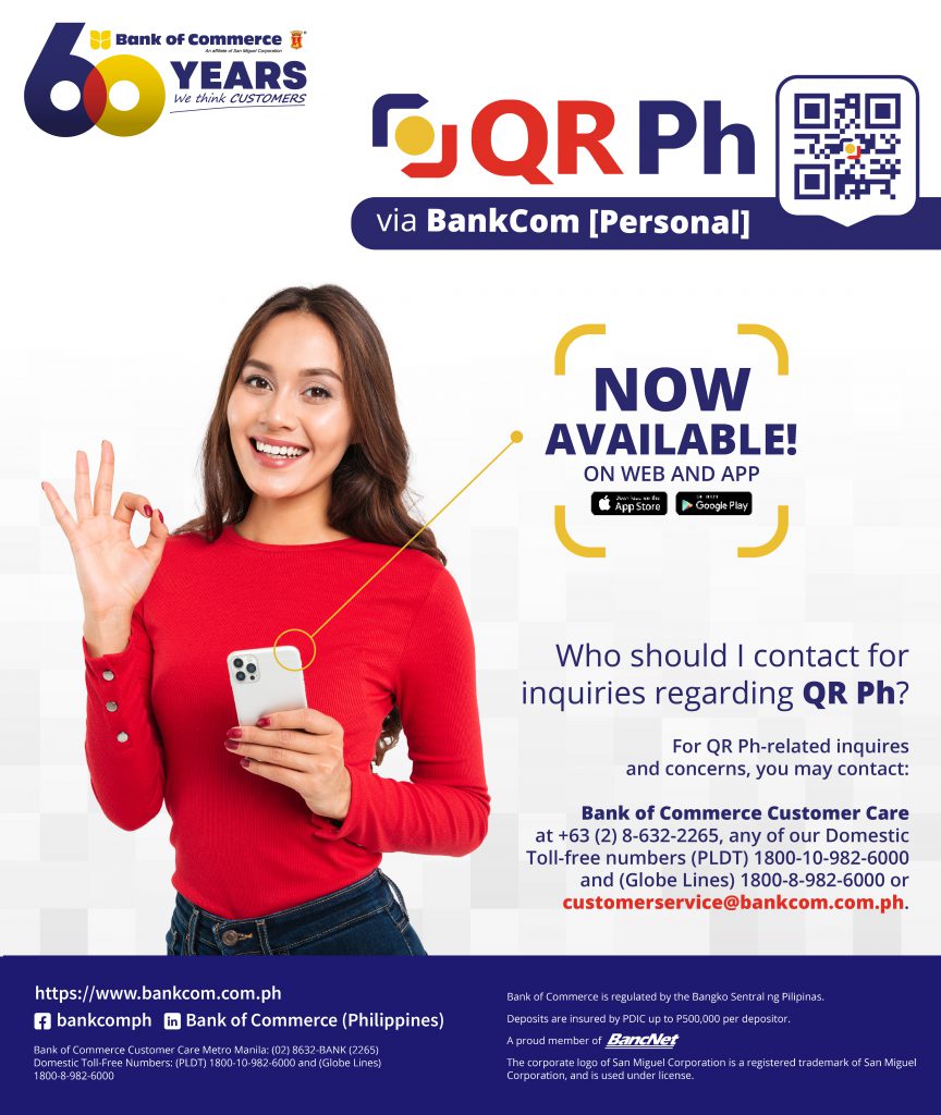 QR Ph via BankCom [Personal]: Customer Care for QR Ph-related Inquiries