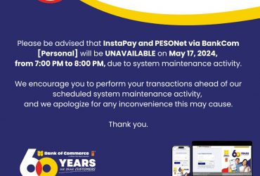 CLIENT ADVISORY: SYSTEM MAINTENANCE ACTIVITY – MAY 17, 2024