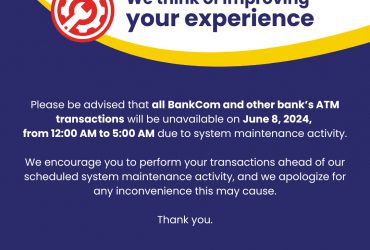 CLIENT ADVISORY: BANKCOM ATM SYSTEM MAINTENANCE ACTIVITY – JUNE 8, 2024