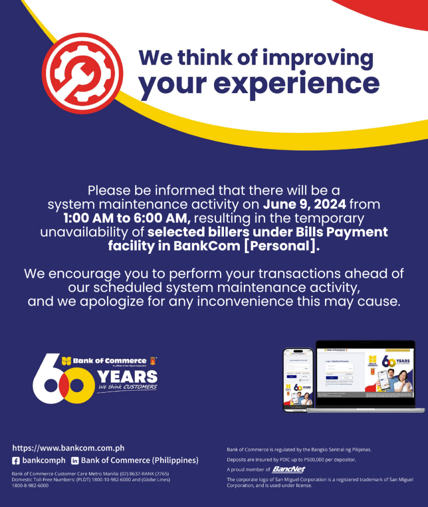 CLIENT ADVISORY: SYSTEM MAINTENANCE ACTIVITY – JUNE 9, 2024