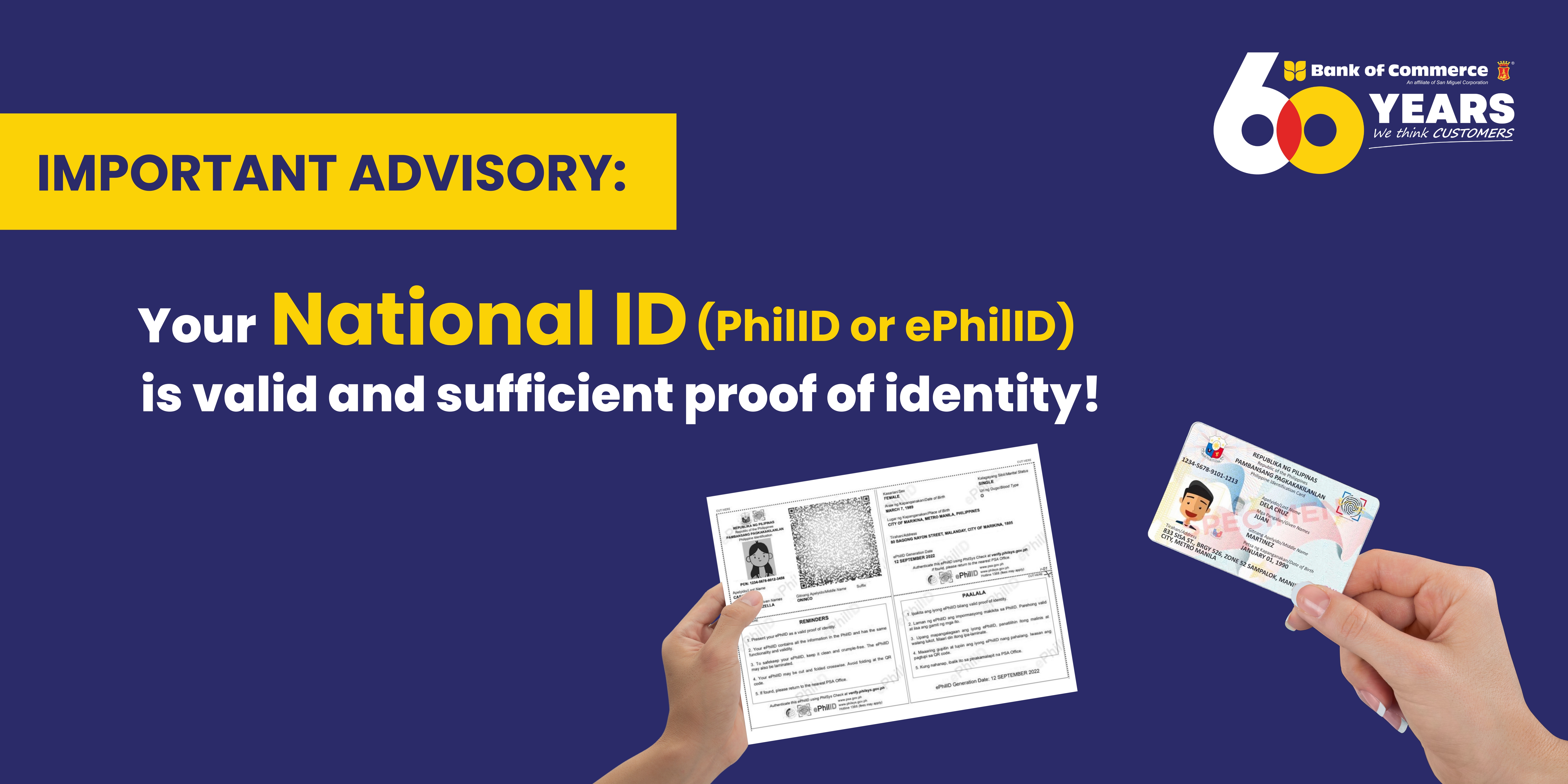 Your PhilID or ePhildID is valid and sufficient proof of identity! (FAQS)