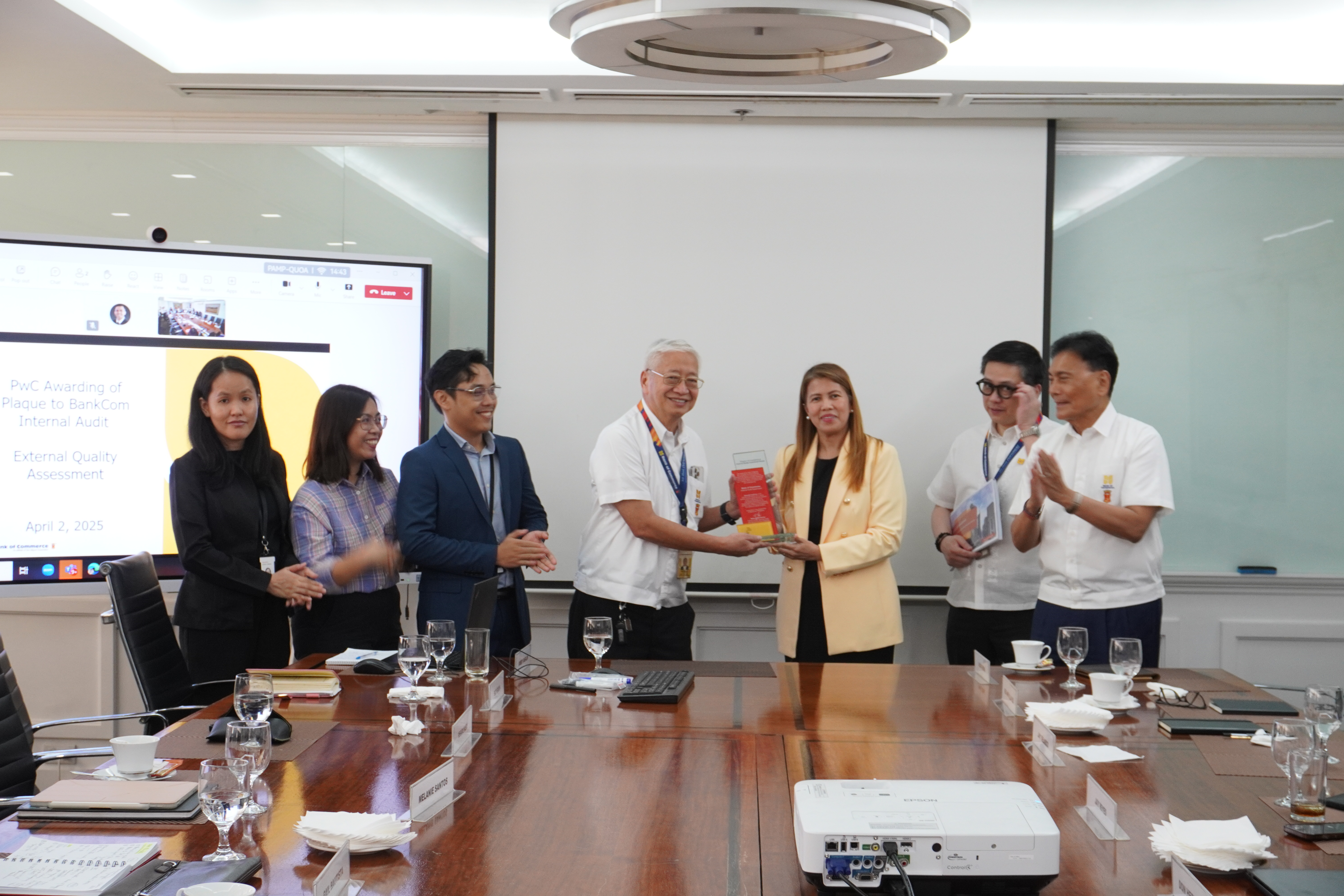 BankCom recognized by PwC Philippines with External Quality Assessment