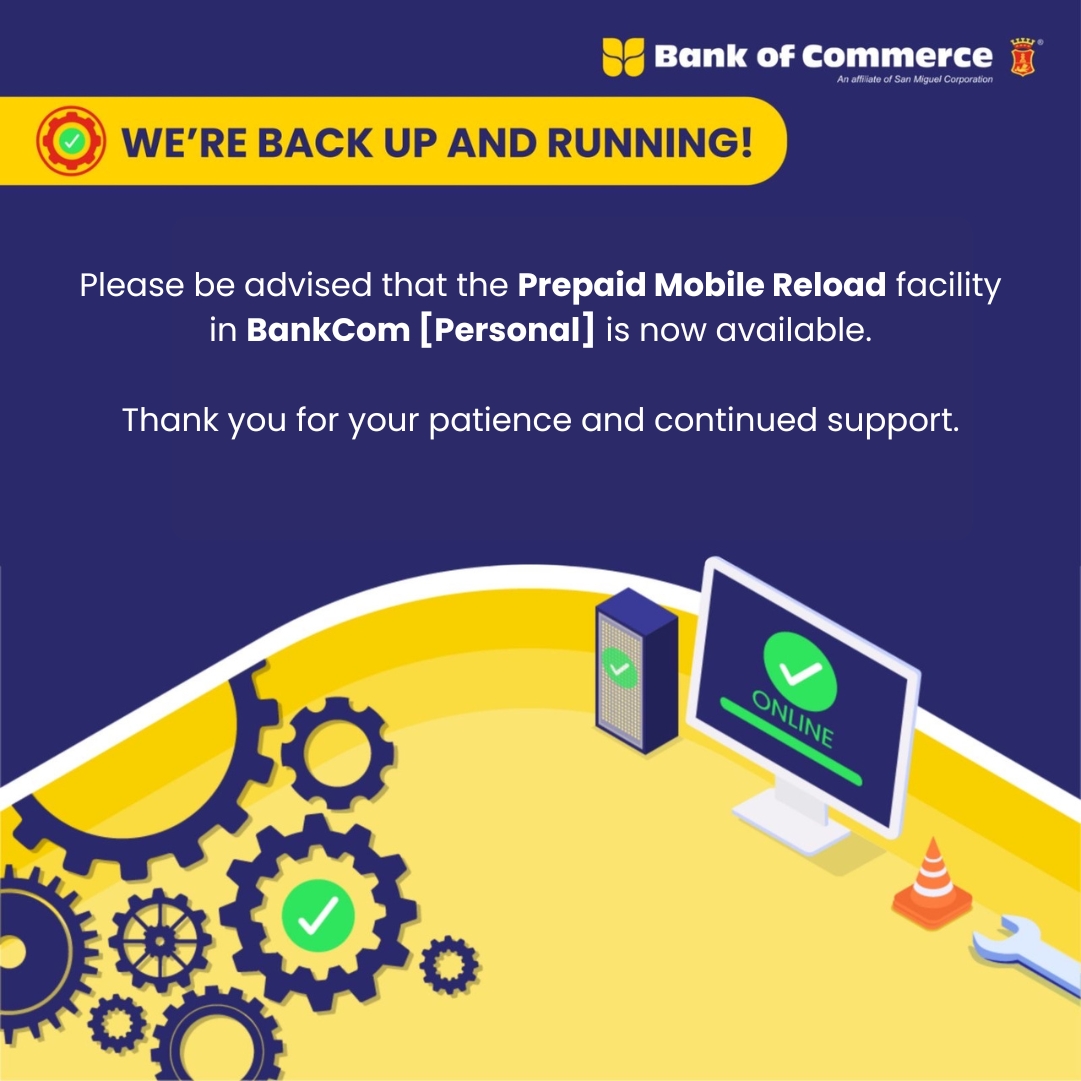 UPTIME ADVISORY: PREPAID MOBILE RELOAD IN BANKCOM [PERSONAL] (FEBRUARY 3, 2026)