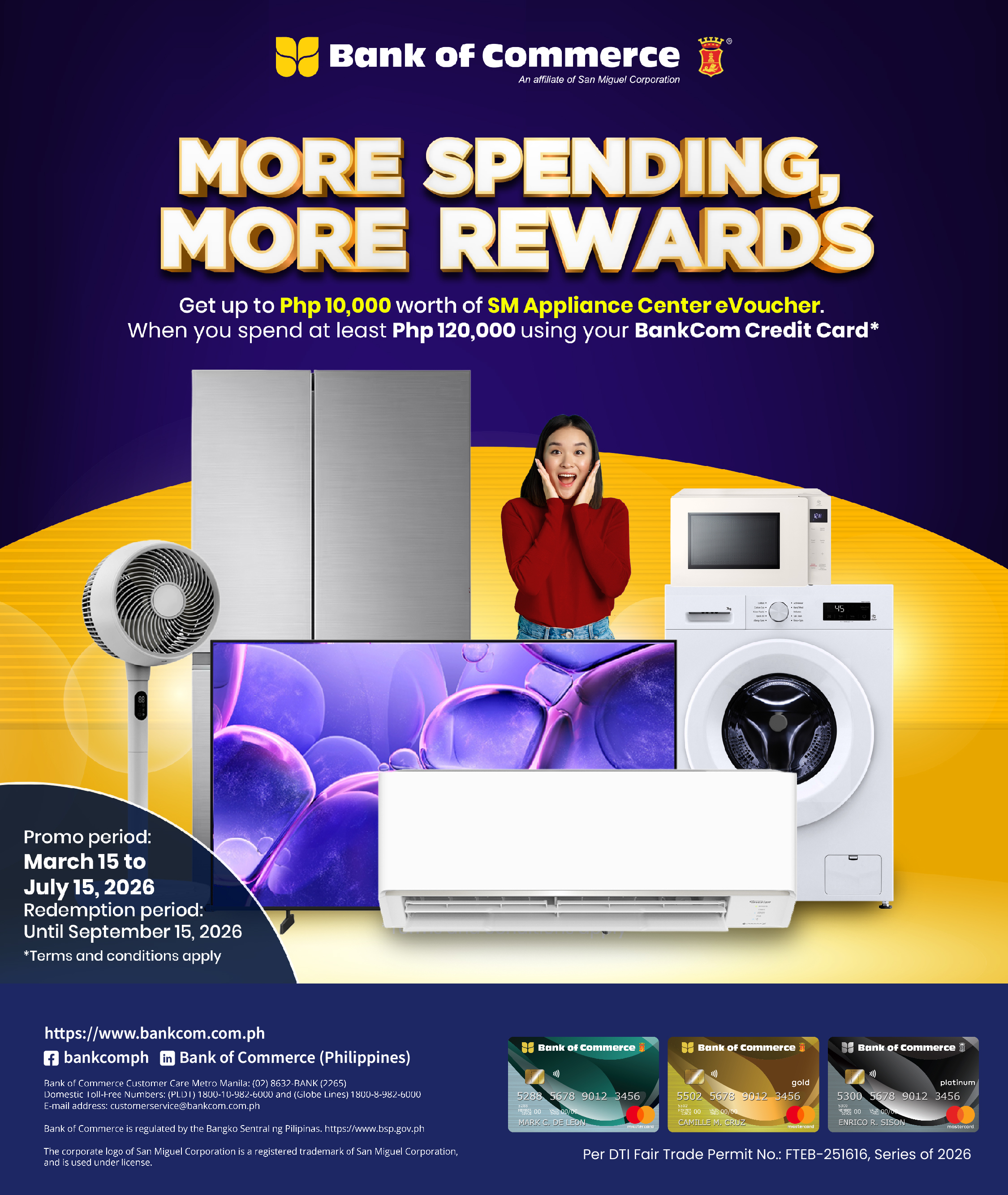 Turn your spending into your dream appliance! Get FREE SM Appliance Center eVouchers with your BankCom Credit Card!